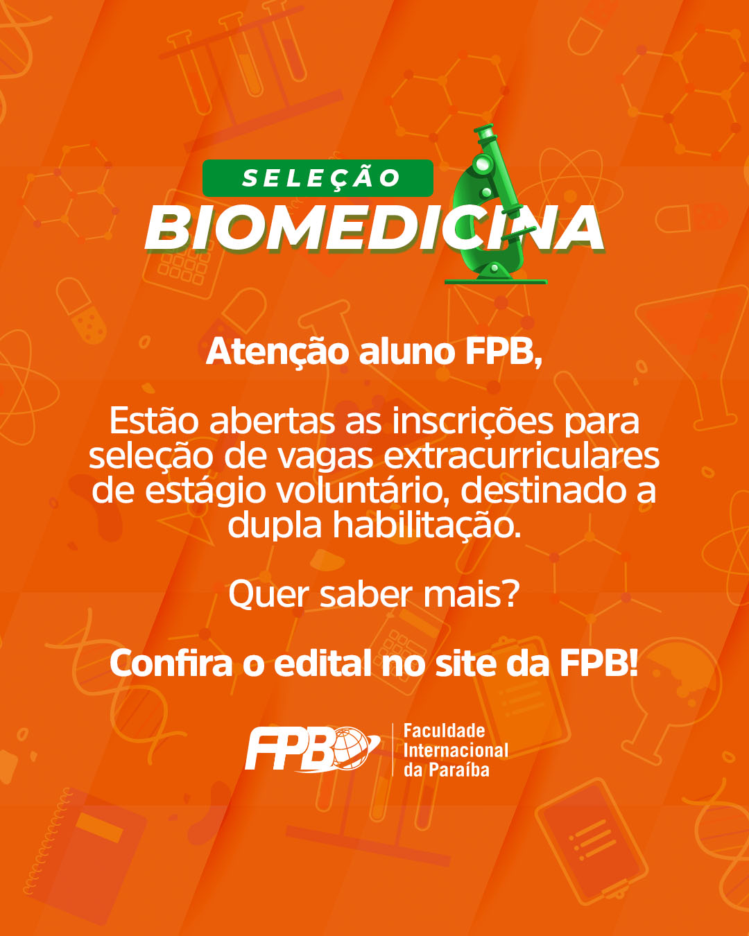 Edital para dupla habilitação em Biomedicina